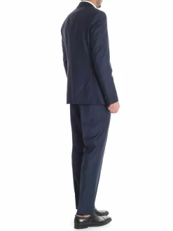 Abito due bottoni in lana blu