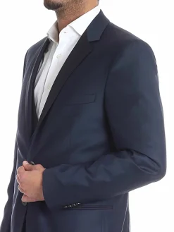 Abito due bottoni in lana blu