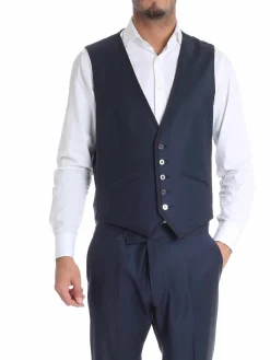 Abito due bottoni in lana blu