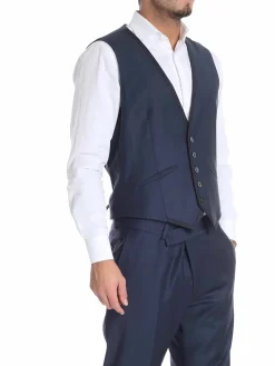 Abito due bottoni in lana blu