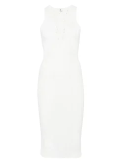 Abito midi bianco con cinturino crossover
