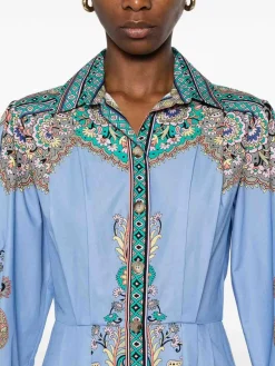 Abito midi di cotone motone blu