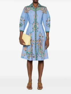 Abito midi di cotone motone blu