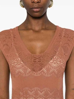 Abito midi marrone con pizzo