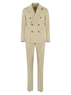Abito rom in cotone beige