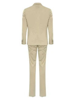 Abito rom in cotone beige