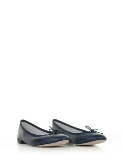 Ballerina Blu Navy In Pelle
