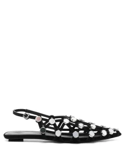 Ballerina con griglia in pelle scamosciata W