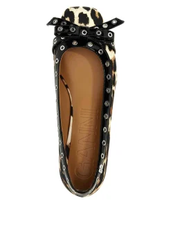 Ballerine con fiocco e occhielli leopardati