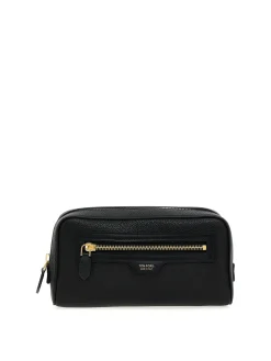 Beauty case in pelle con logo