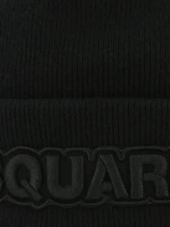 Berretto Dsquared2 nero in lana a costine