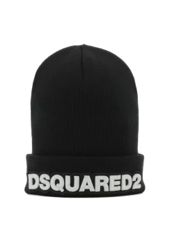 Berretto Dsquared2 nero in lana a coste