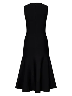Black Compact Viscose Blend Midi Abito midi