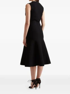 Black Compact Viscose Blend Midi Abito midi