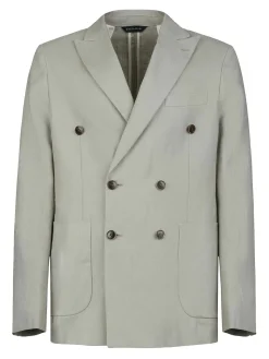 Blazer a doppio petto di lino verde salvia