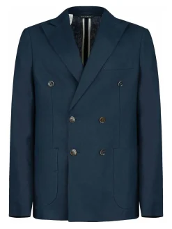 Blazer a doppio petto in biancheria blu scuro