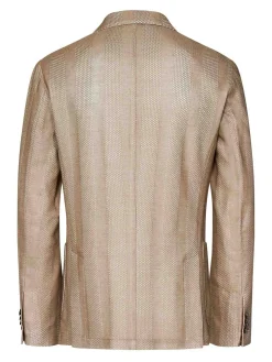 Blazer a doppio petto jacquard color nocciola
