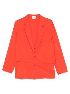 Blazer a petto a petto di miscela di seta