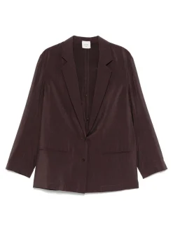 Blazer a petto a petto di miscela di seta