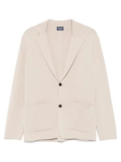 Blazer a petto singolo beige leggero a maglia