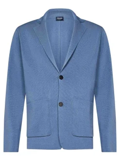 Blazer a petto singolo in maglia azzurro
