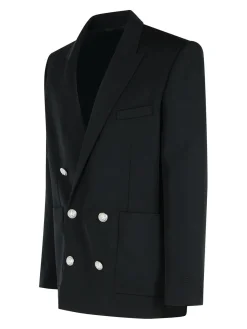 Blazer di lana vergine nera