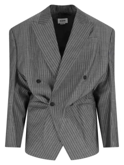 Blazer Doppiopetto In Lana Vergine E Mohair