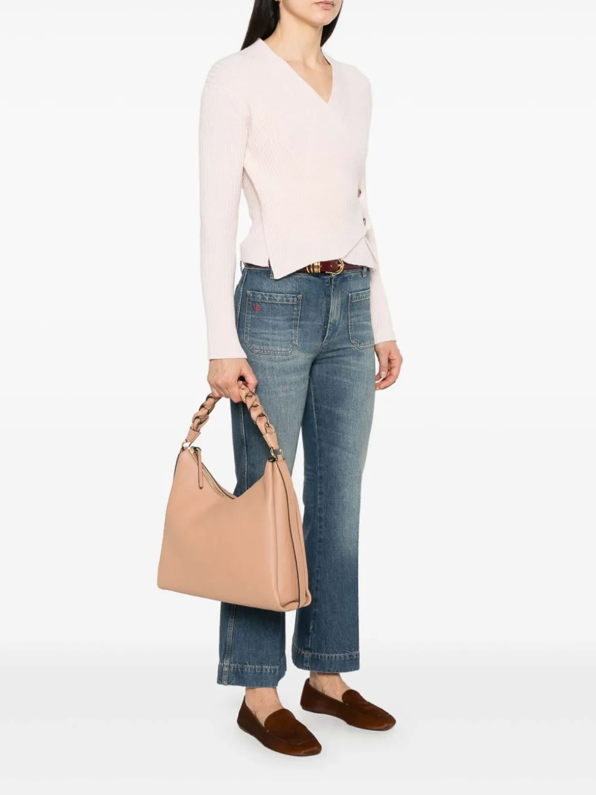 Boheme Tote Bag medio in pelle beige