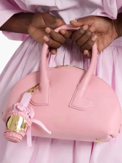 Borsa a mano in pelle di vitello in rosa
