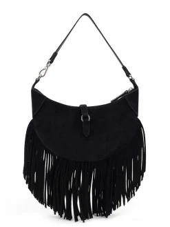 Borsa A Spalla In Suede Con Frange