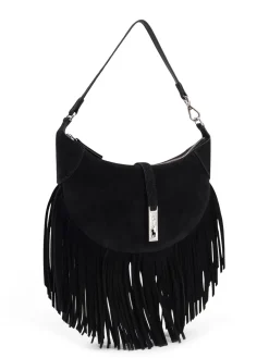 Borsa A Spalla In Suede Con Frange