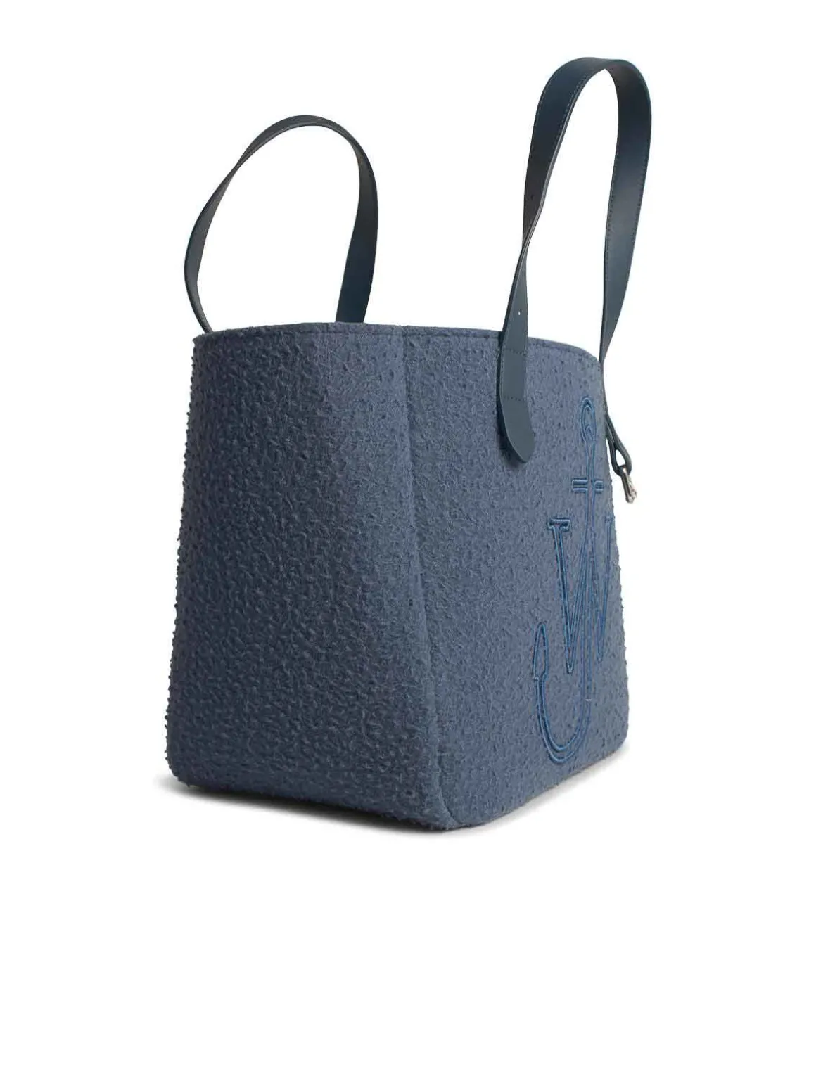Borsa a tracolla in lana bollita blu a blue