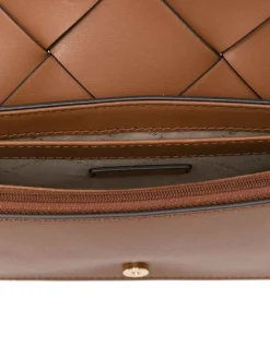 Borsa a traversa di vitello marrone cammello