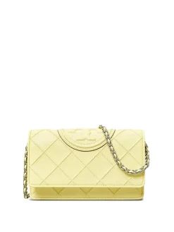 Borsa a traversa in pelle in giallo pastello