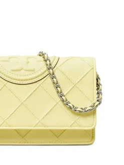 Borsa a traversa in pelle in giallo pastello