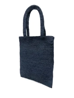 Borsa blu in rafia