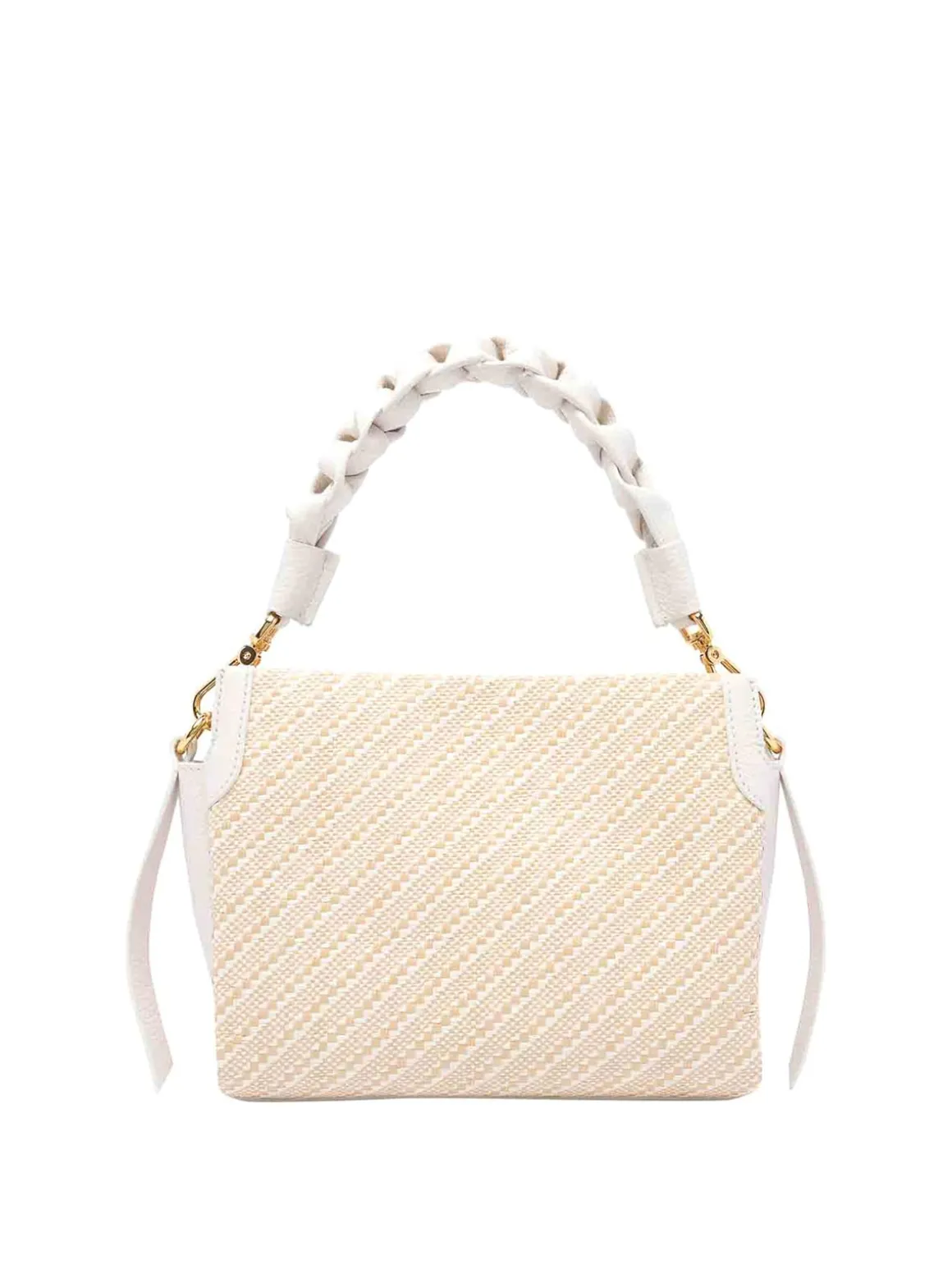 Borsa di paglia Bicolor bianca
