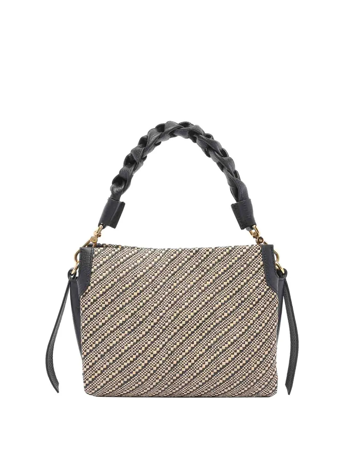 Borsa di paglia bicolore marrone