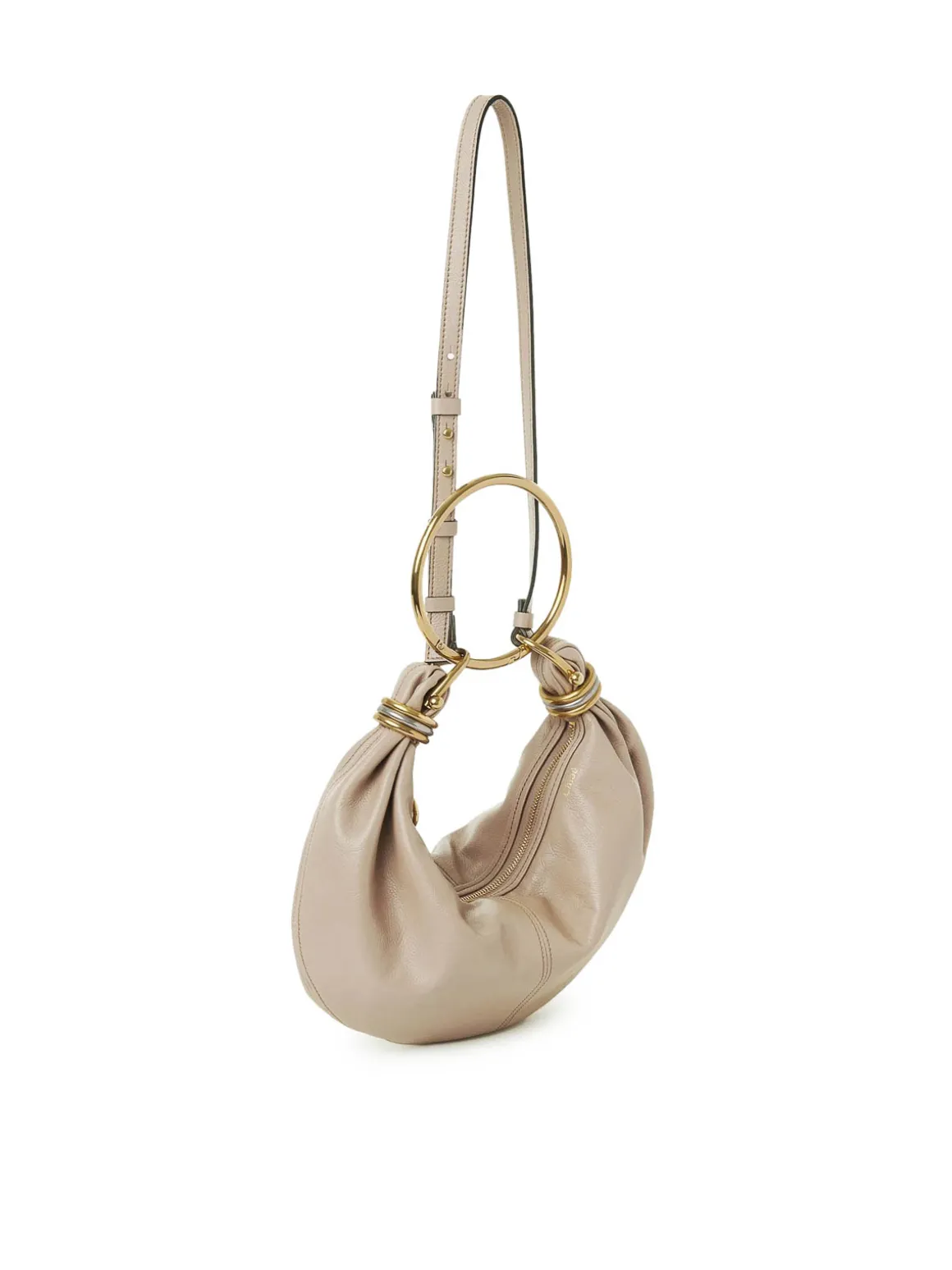 Borsa hobo con bracciale in pelle granato