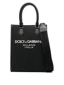Borsa in pelle con logo frontale