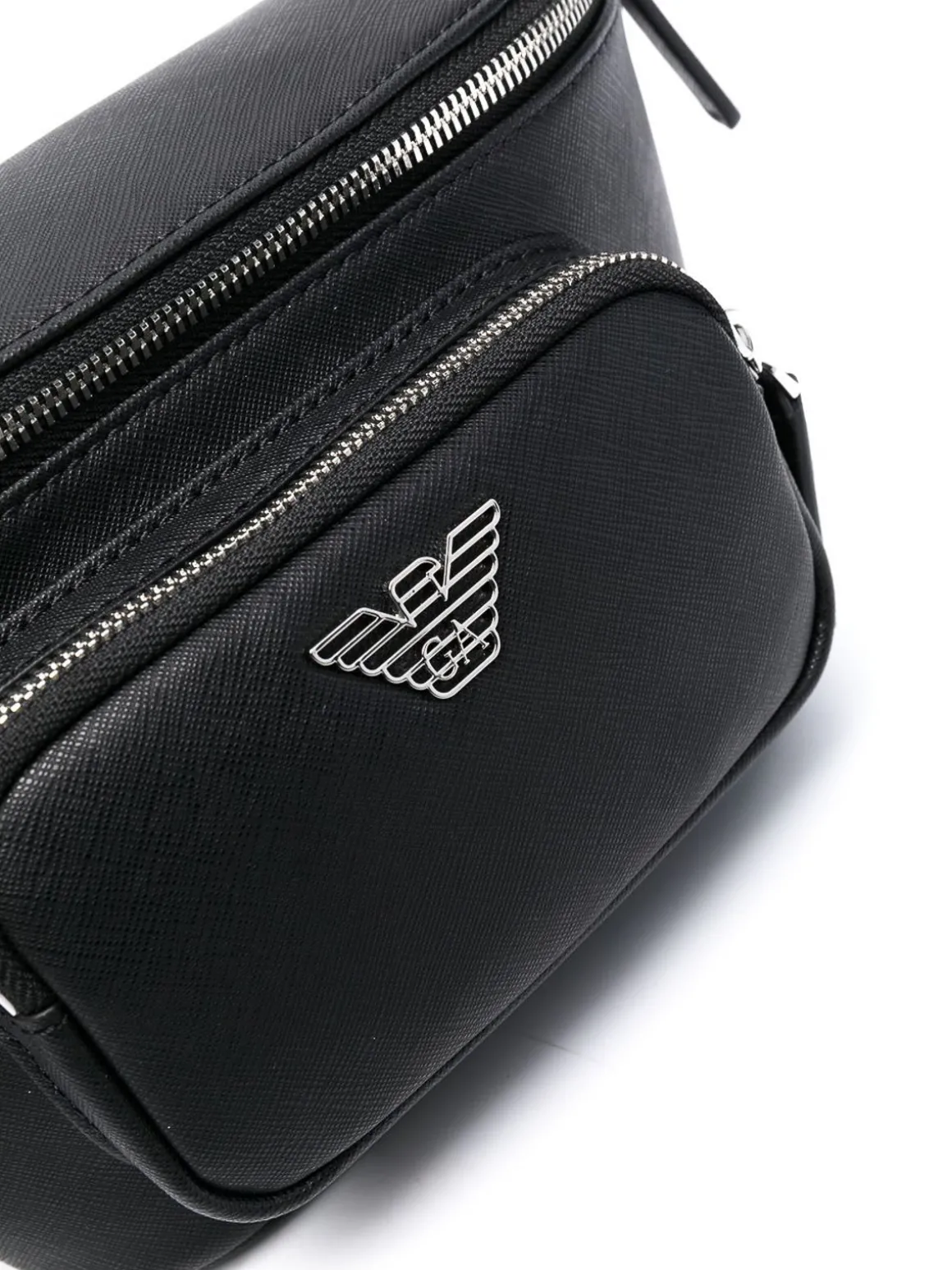 Borsa in pelle con placca logo