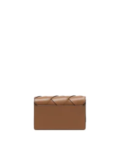 Borsa in pelle in pelle intrecciata a getto