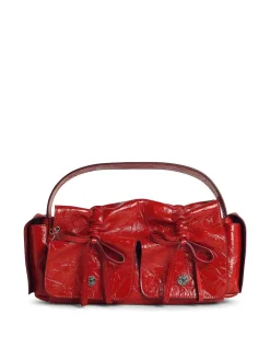Borsa in pelle rossa lucida multipoccia