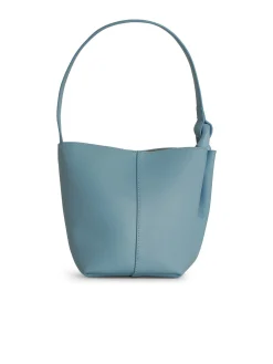 Borsa per secchio angolare in pelle azzurra