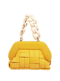 Borsa Pochette In Canvas Colore Giallo Ocra