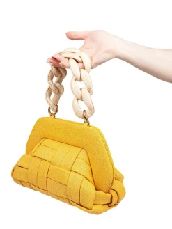Borsa Pochette In Canvas Colore Giallo Ocra