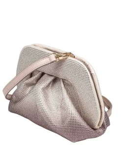 Borsa Pochette In Tessuto Con Strass
