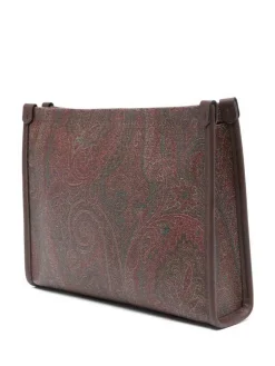 Borsa rettangolare marrone con stampa paisley