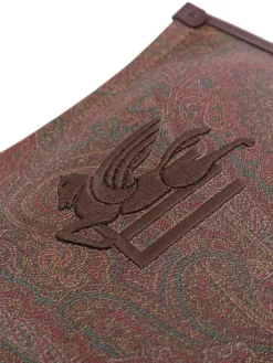 Borsa rettangolare marrone con stampa paisley