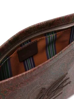 Borsa rettangolare marrone con stampa paisley